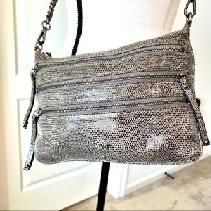 Vintage CHEZ Fine Leather Snakeskin Print Crossbody Bag